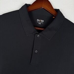 DU/ER Polo Shirt Mens Medium Black Short Sleeve Lightweight